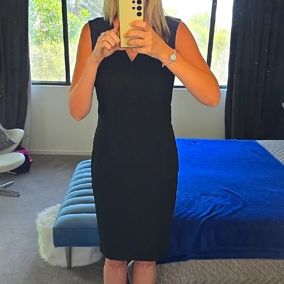 ann taylor black sheath dress Ann Taylor Black Flower Halter Neck Black Sheath Dress